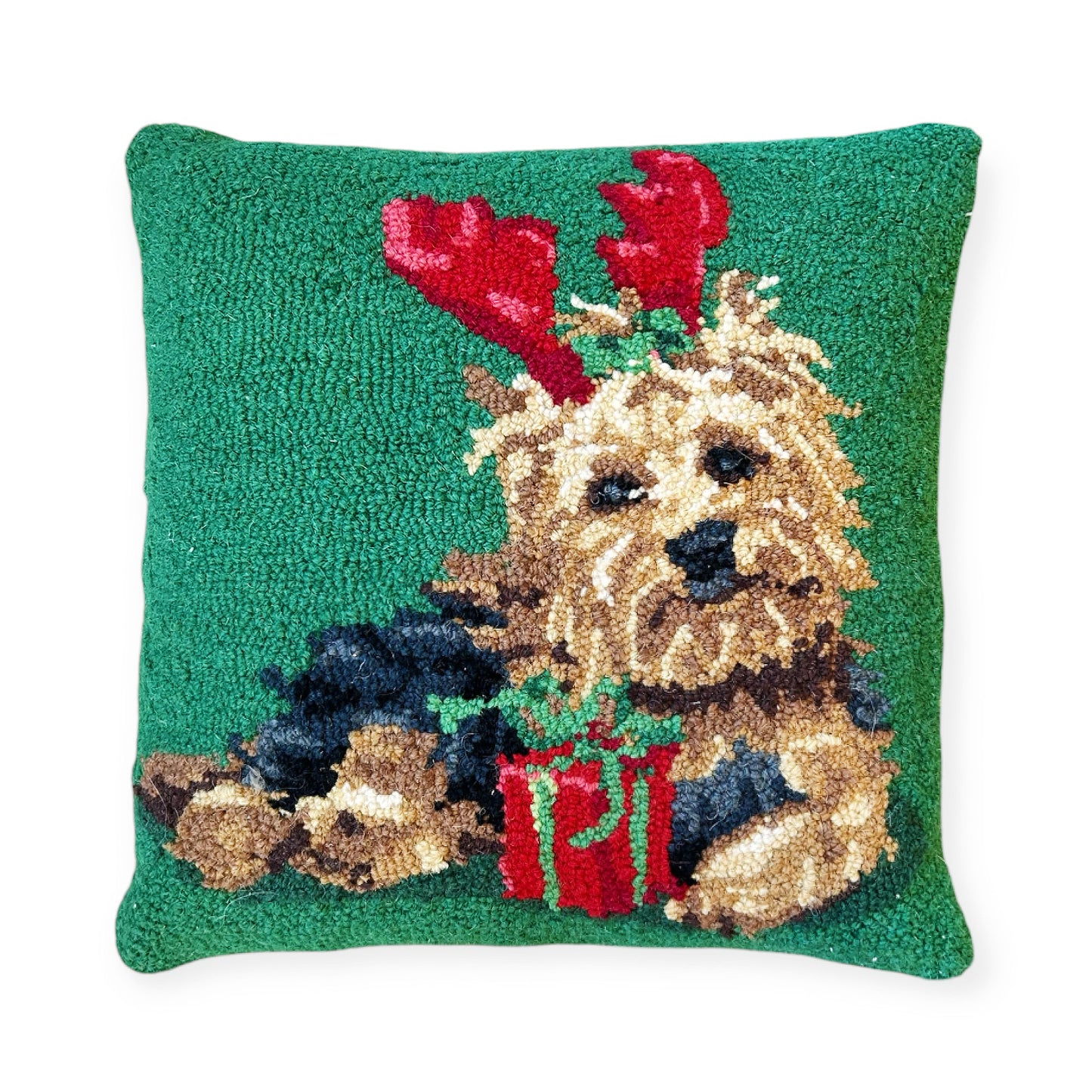 Christmas Dog Hooked Pillows
