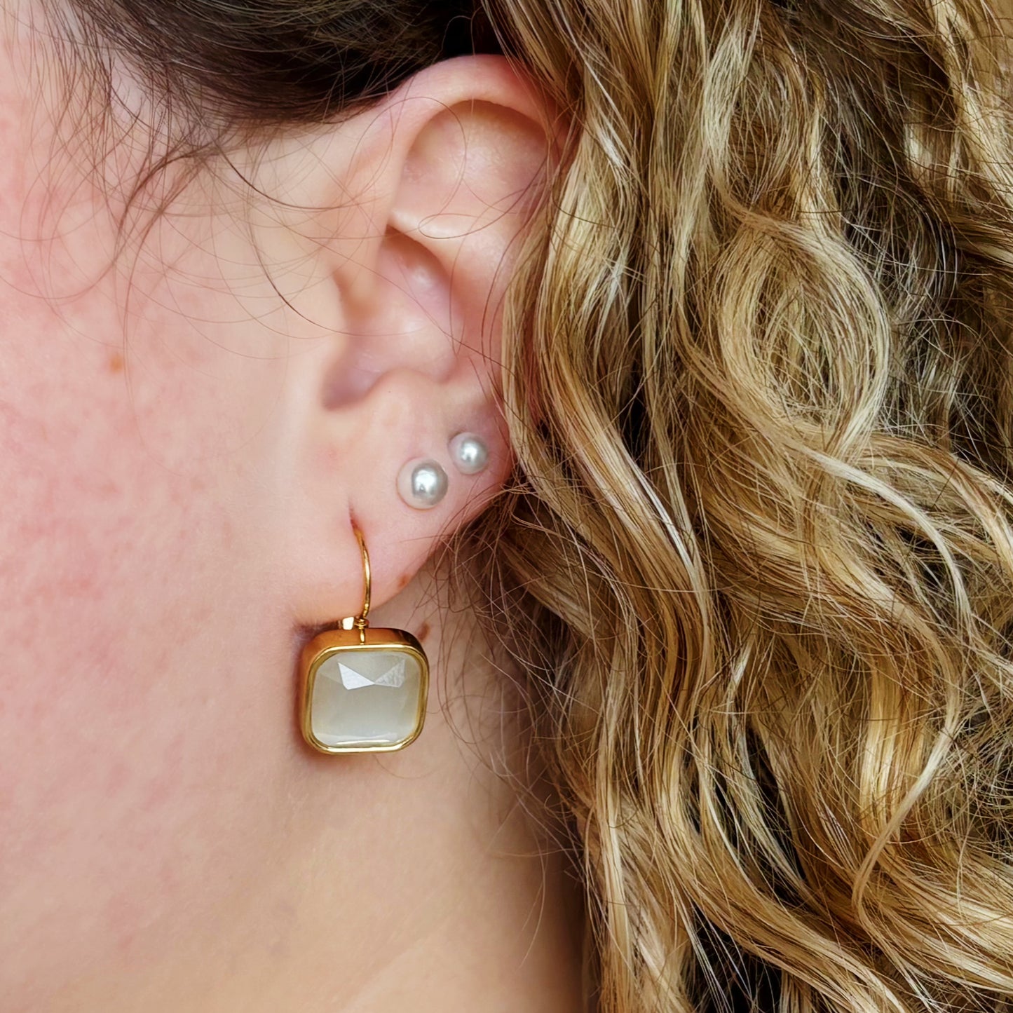 Gemstone Arc Earrings