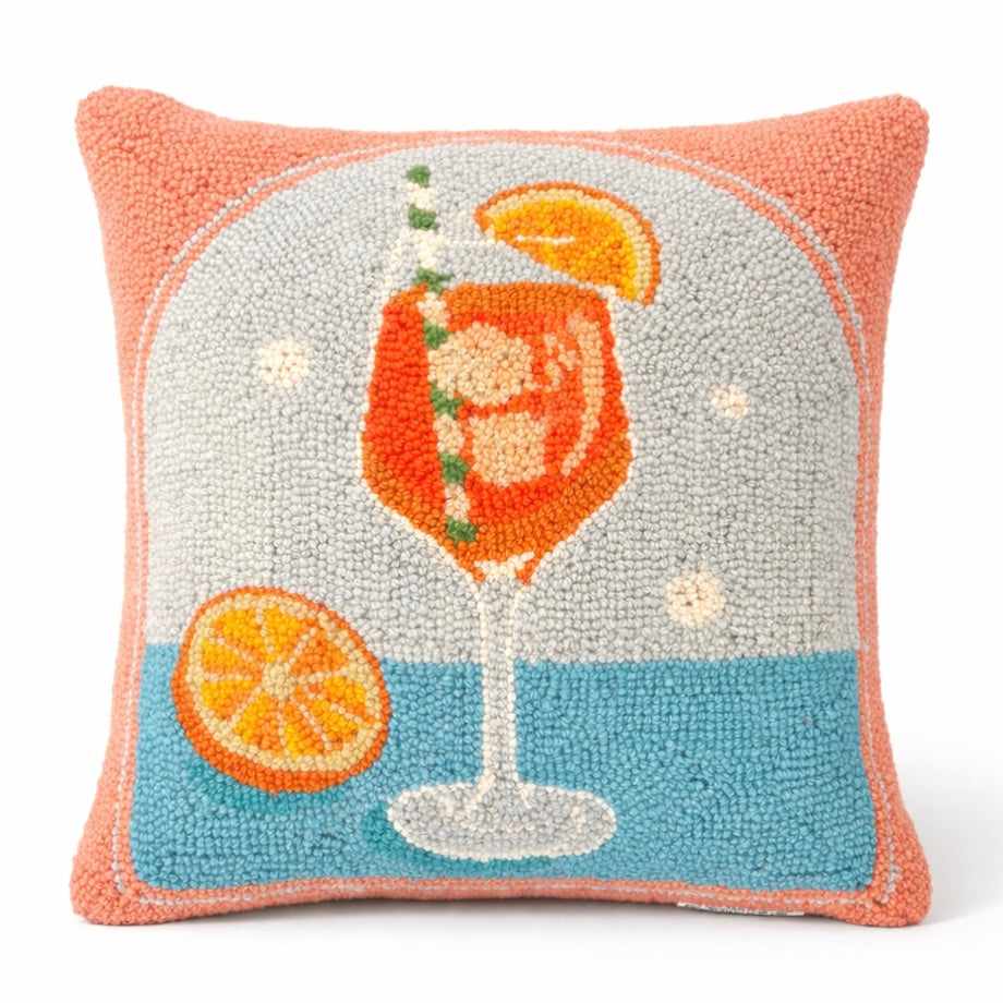 Aperol Spritz Hooked Pillow