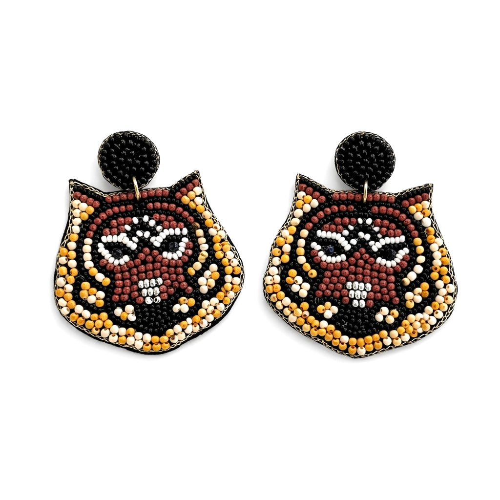 Small Beaded Tiger Earrings