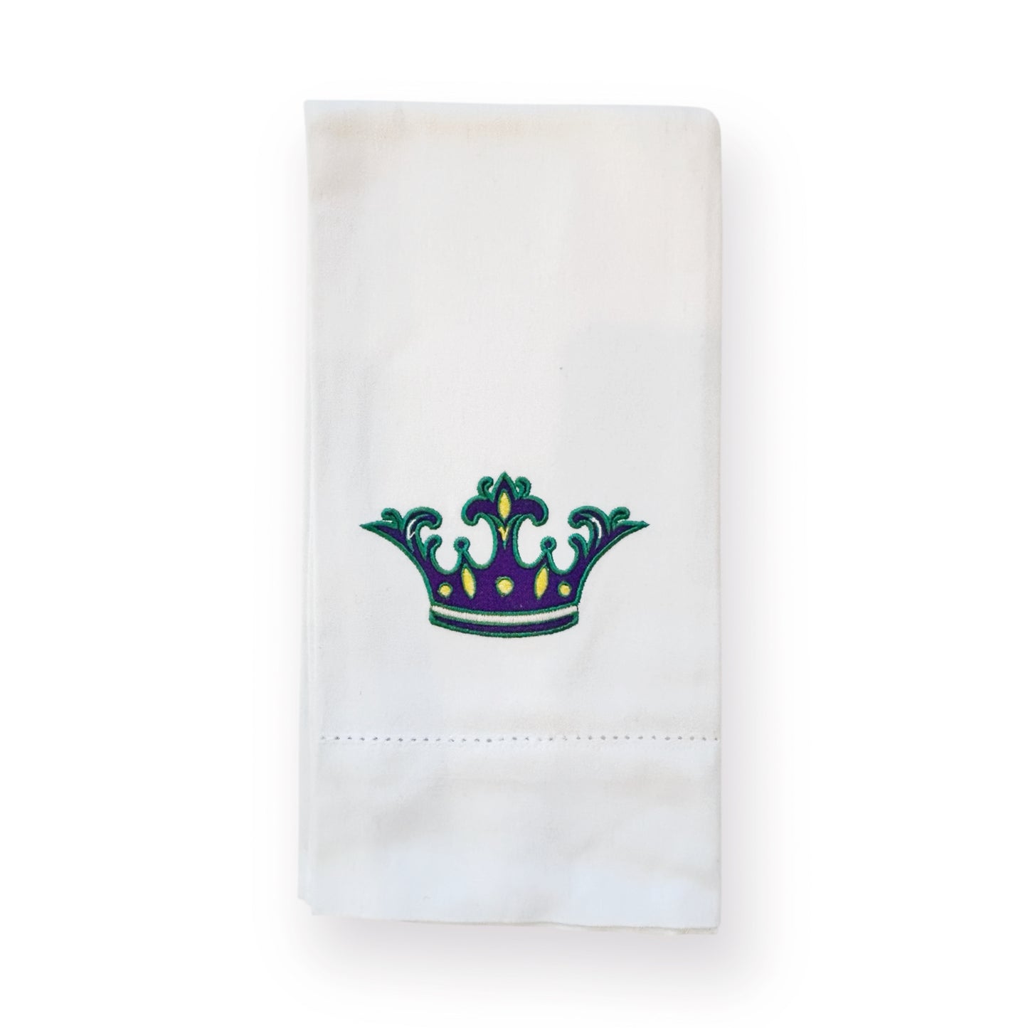 Purple Mardi Gras Crown Embroidered Kitchen Towel