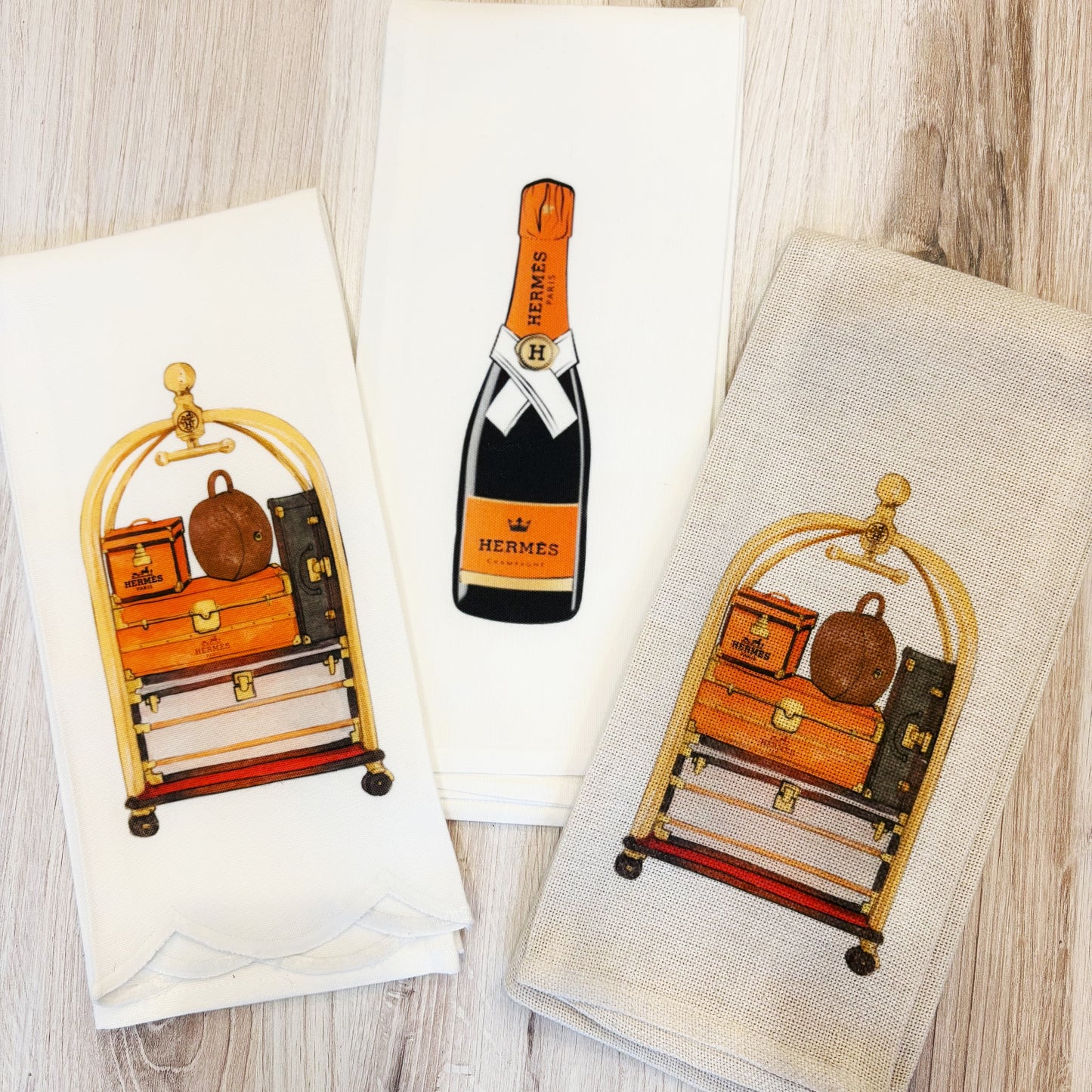 Orange Champagne Bottle Kitchen Towel