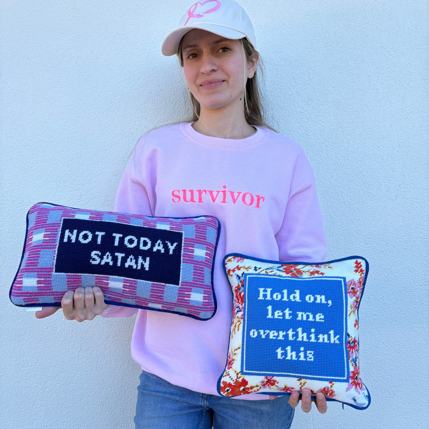 Hold On, Let Me Over Think This Needle Point Pillow