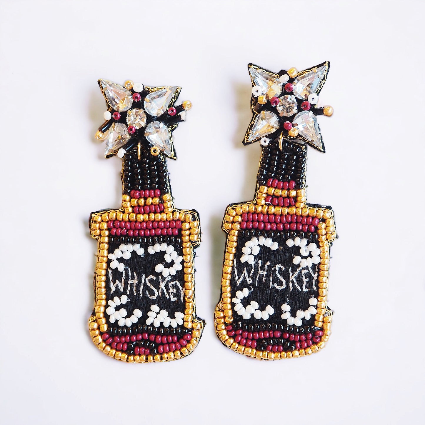 Beaded Whiskey Bottle Earrings