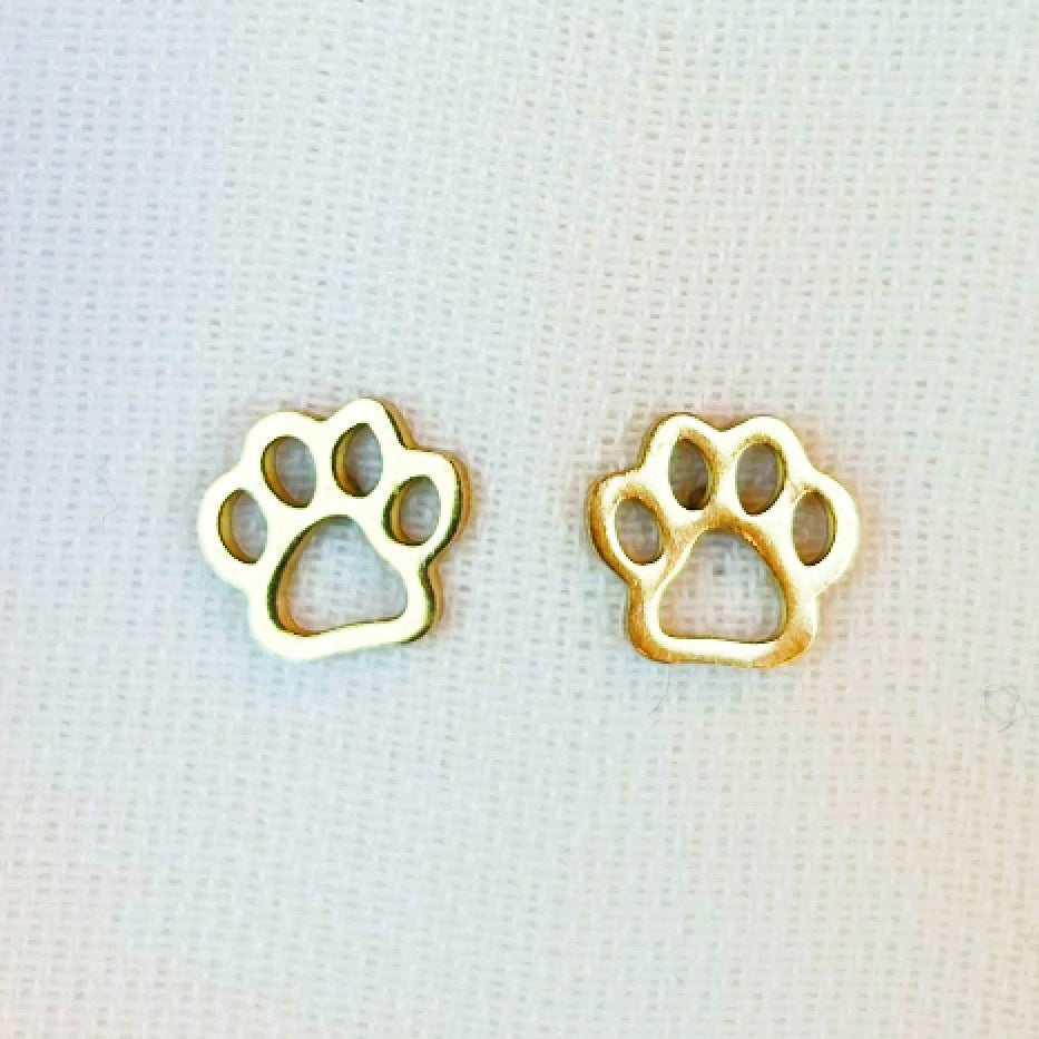 Gold pawprint stud earrings