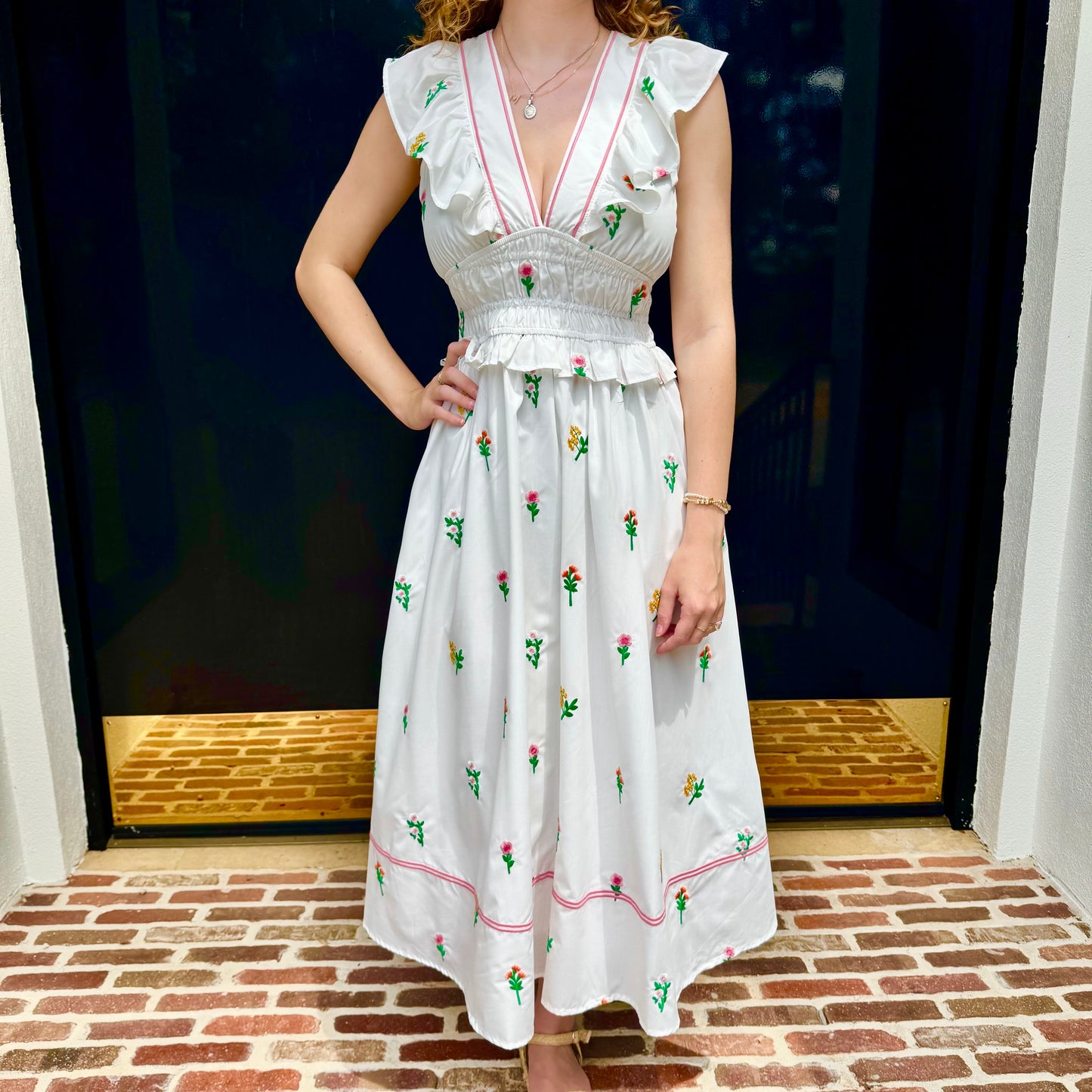 Emily Embroidered Midi Dress ~Final Sale