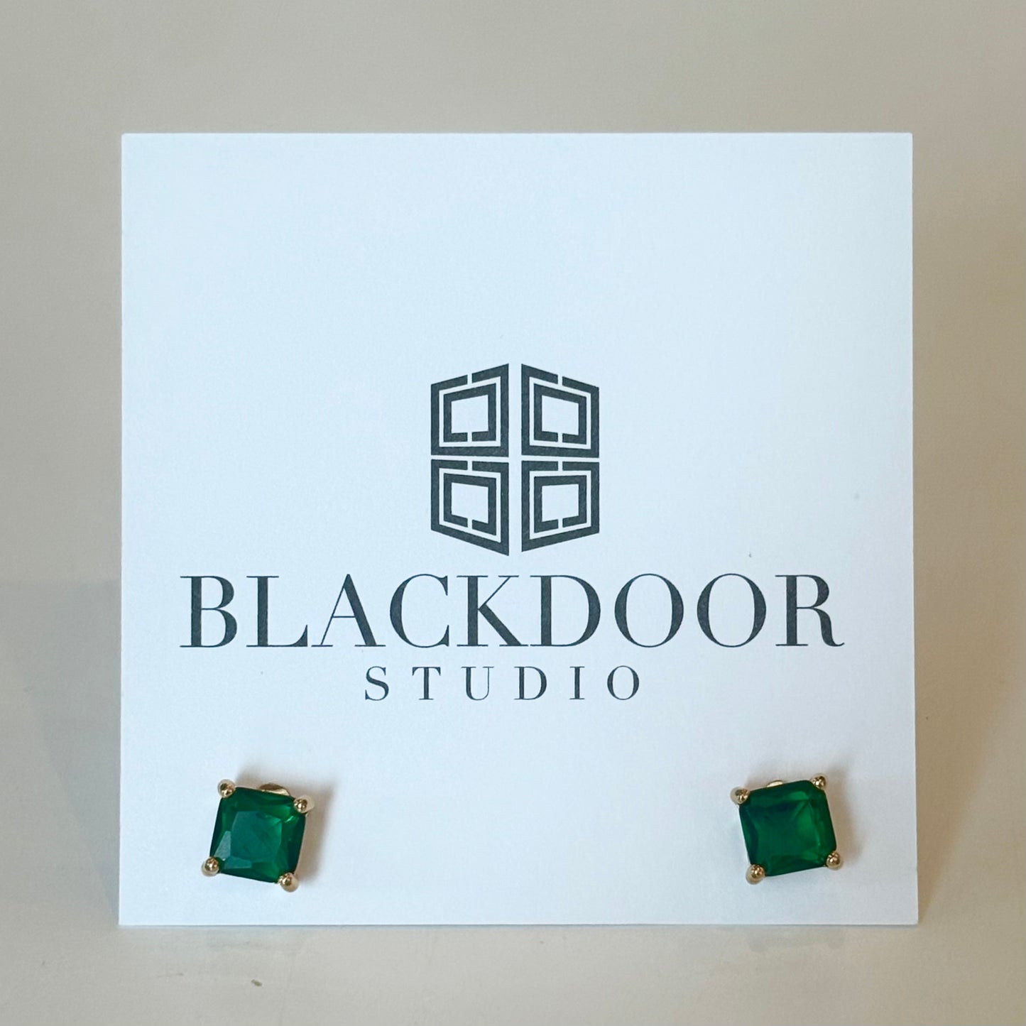 Gemstone Square Cut Studs