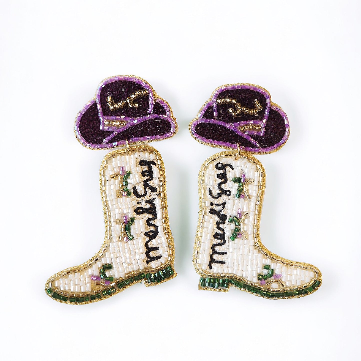 Beaded Mardi Gras Earrings~SALE