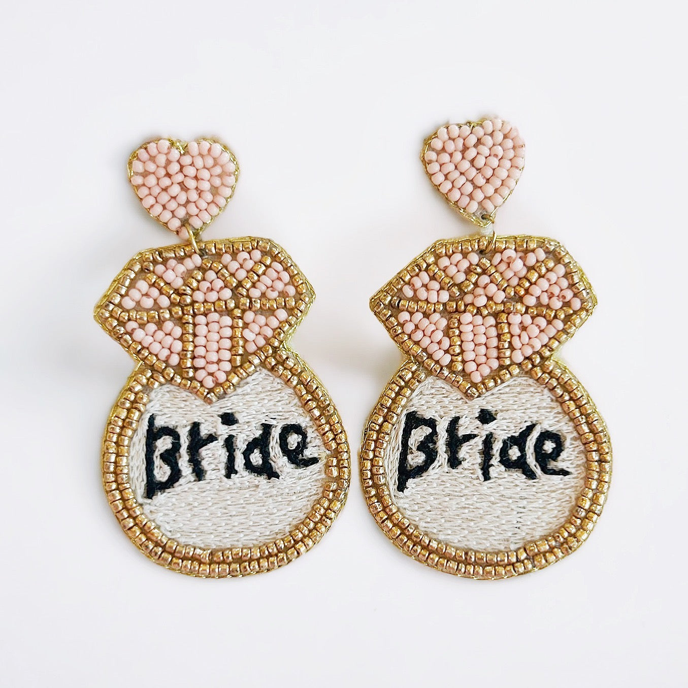 Beaded Bride Ring Earrings