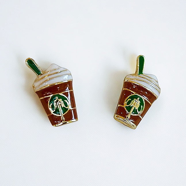 Coffee Shop Inspired Enamel Stud Earrings~SALE
