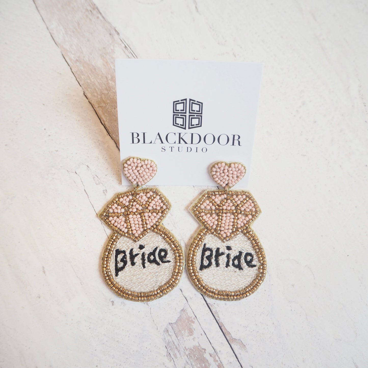 Beaded Bride Ring Earrings