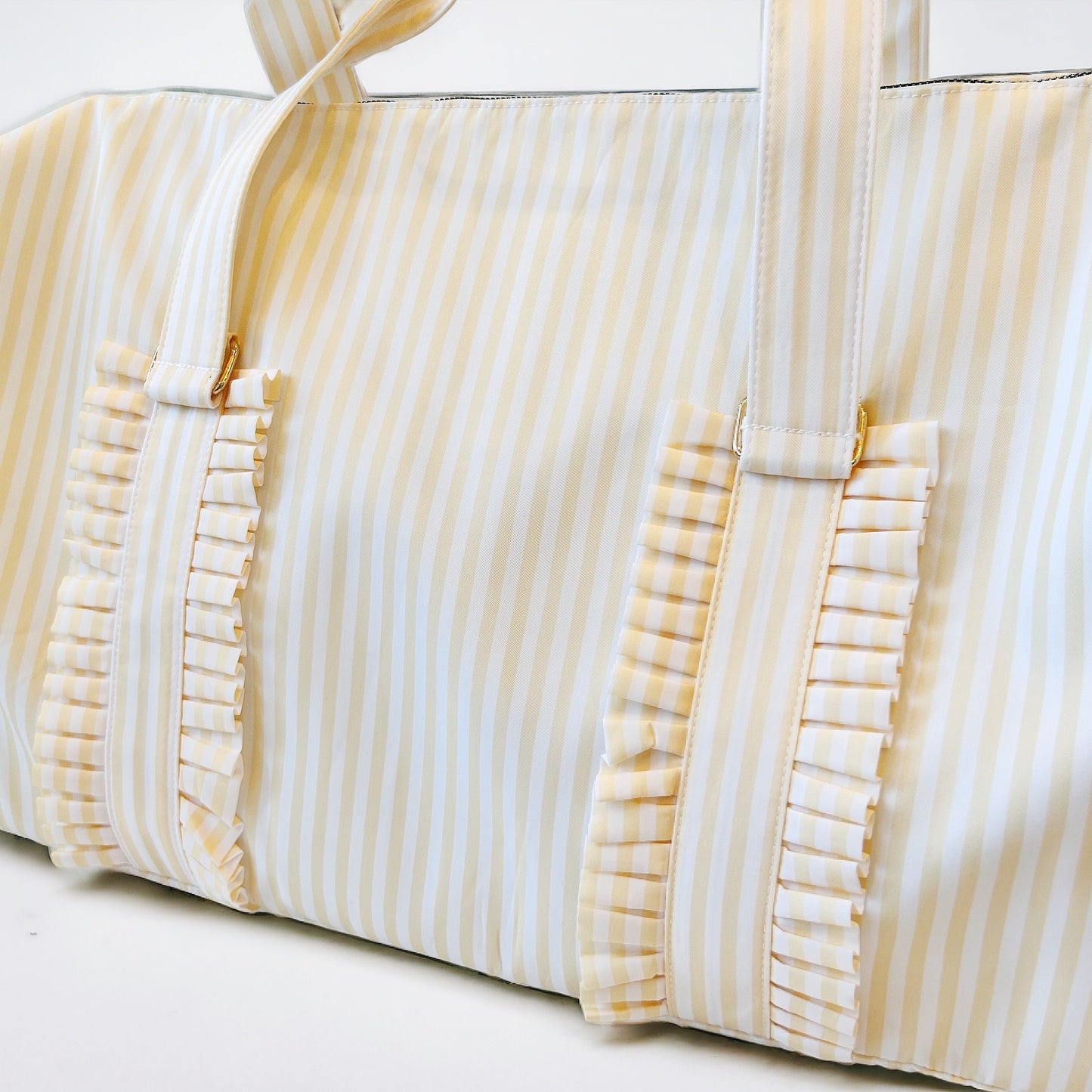 Yellow Striped Duffle Bag