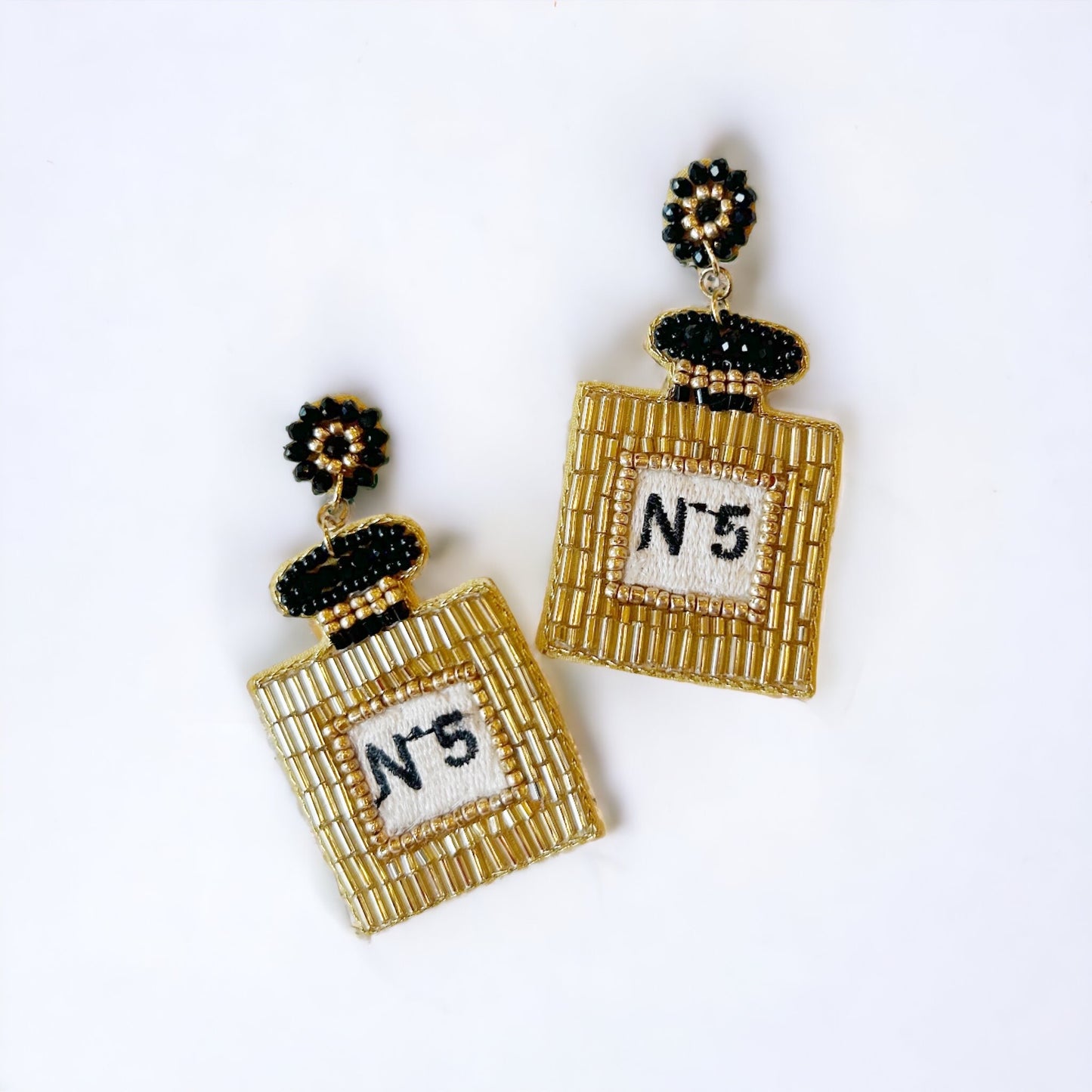 Beaded No.5 Perfume Earrings