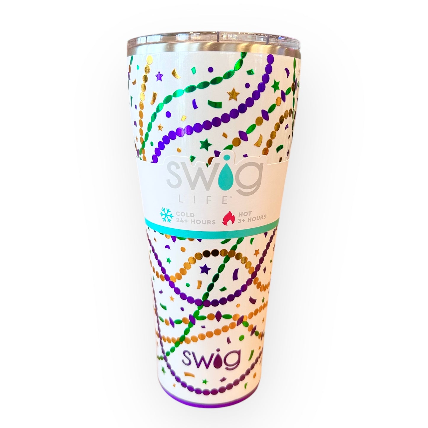 Mardi Gras Swig Tumbler 32oz