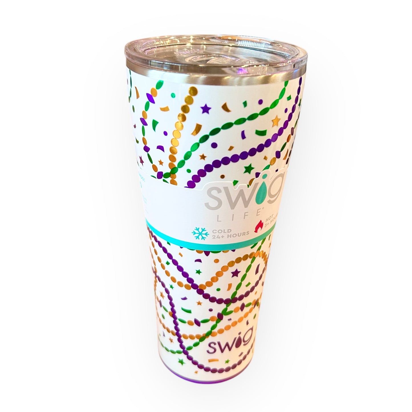 Mardi Gras Swig Tumbler 32oz