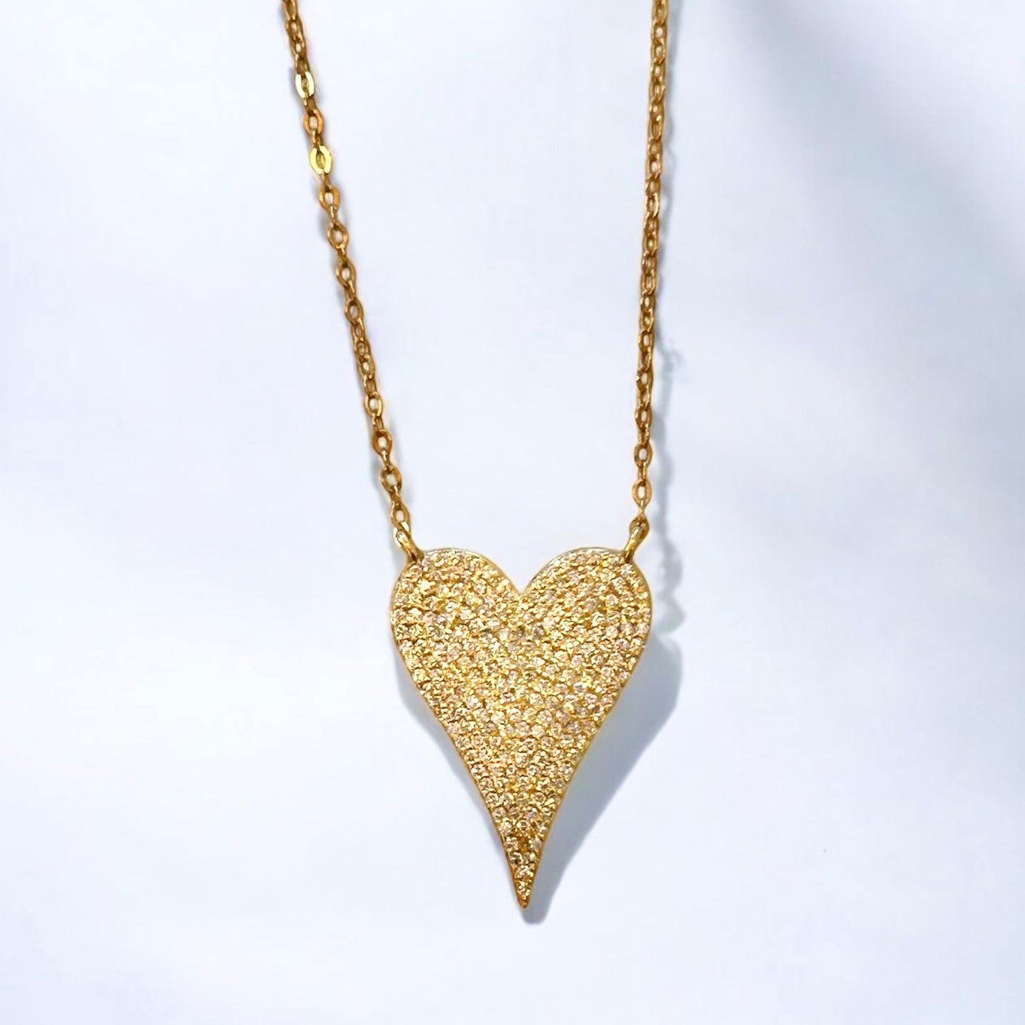Gold Pavé Diamond Heart Necklace