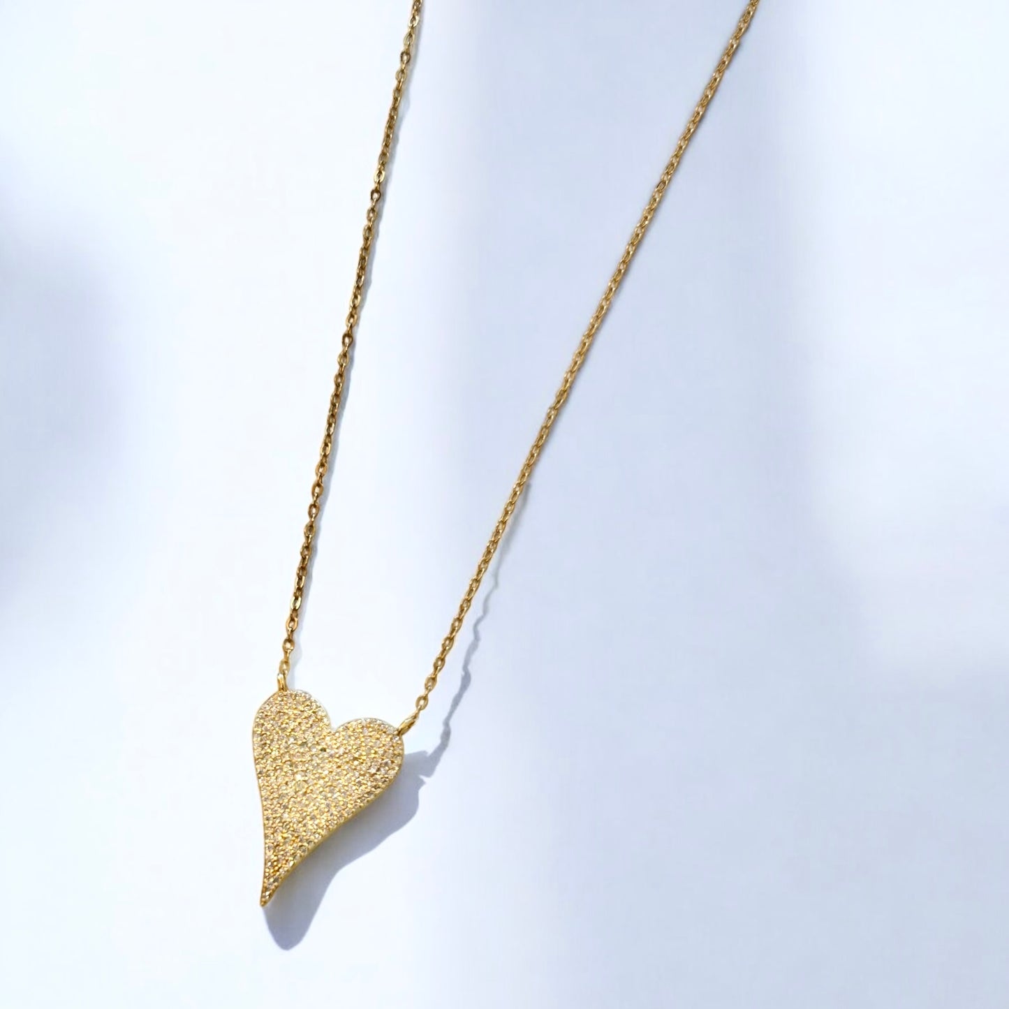 Gold Pavé Diamond Heart Necklace