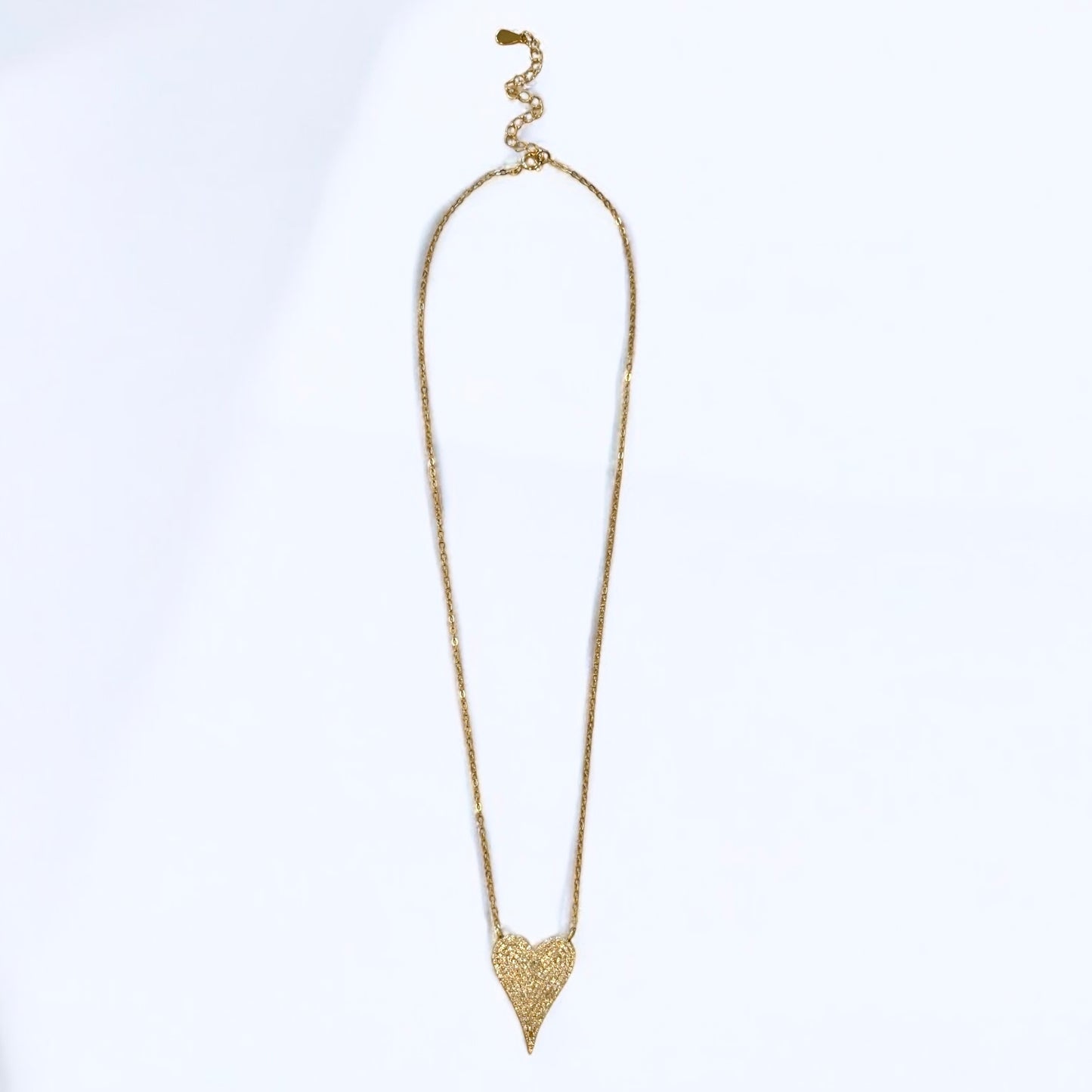 Gold Pavé Diamond Heart Necklace