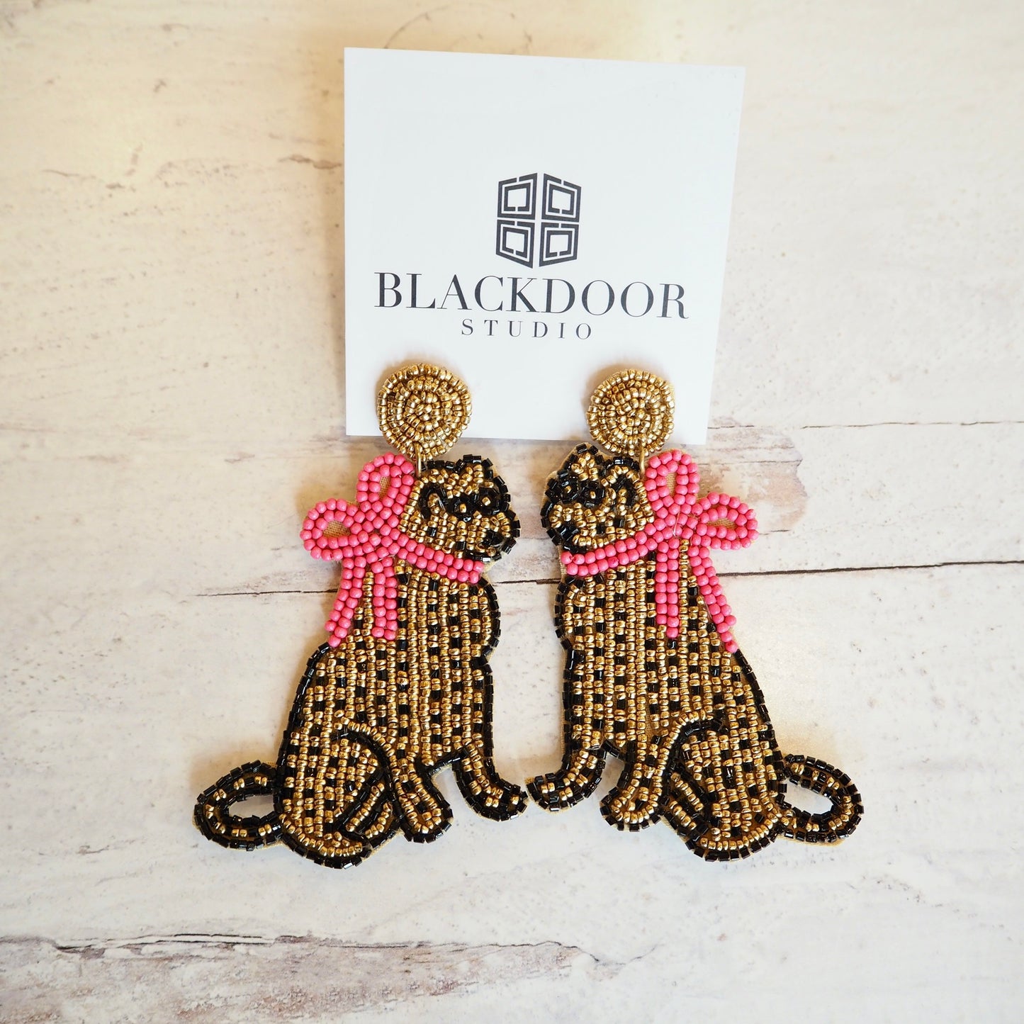 Beaded Cheetah Earrings