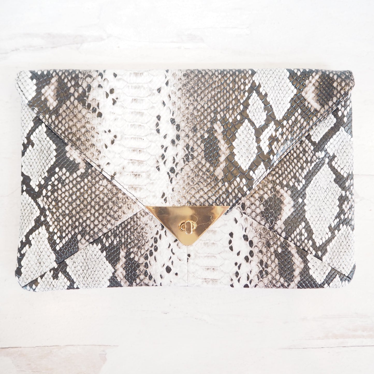 Faux Snakeskin Envelope Handbag