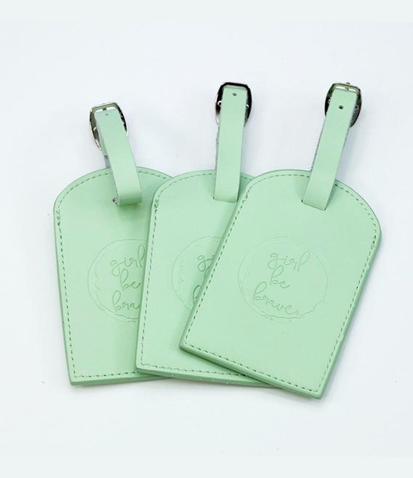 Girl Be Brave Genuine Leather Embossed Luggage Tag