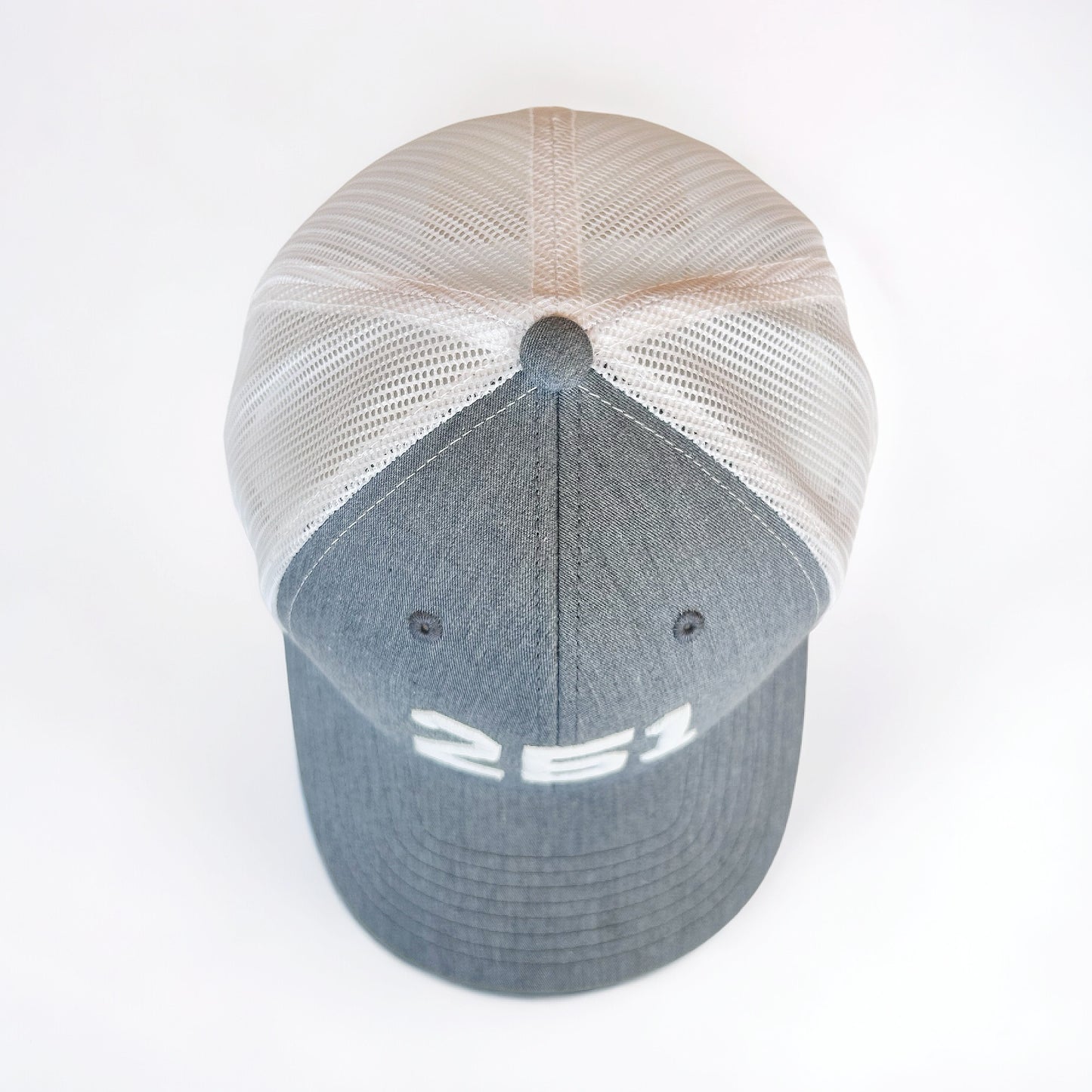 Gray and White 251 Mesh Back Trucker Hat