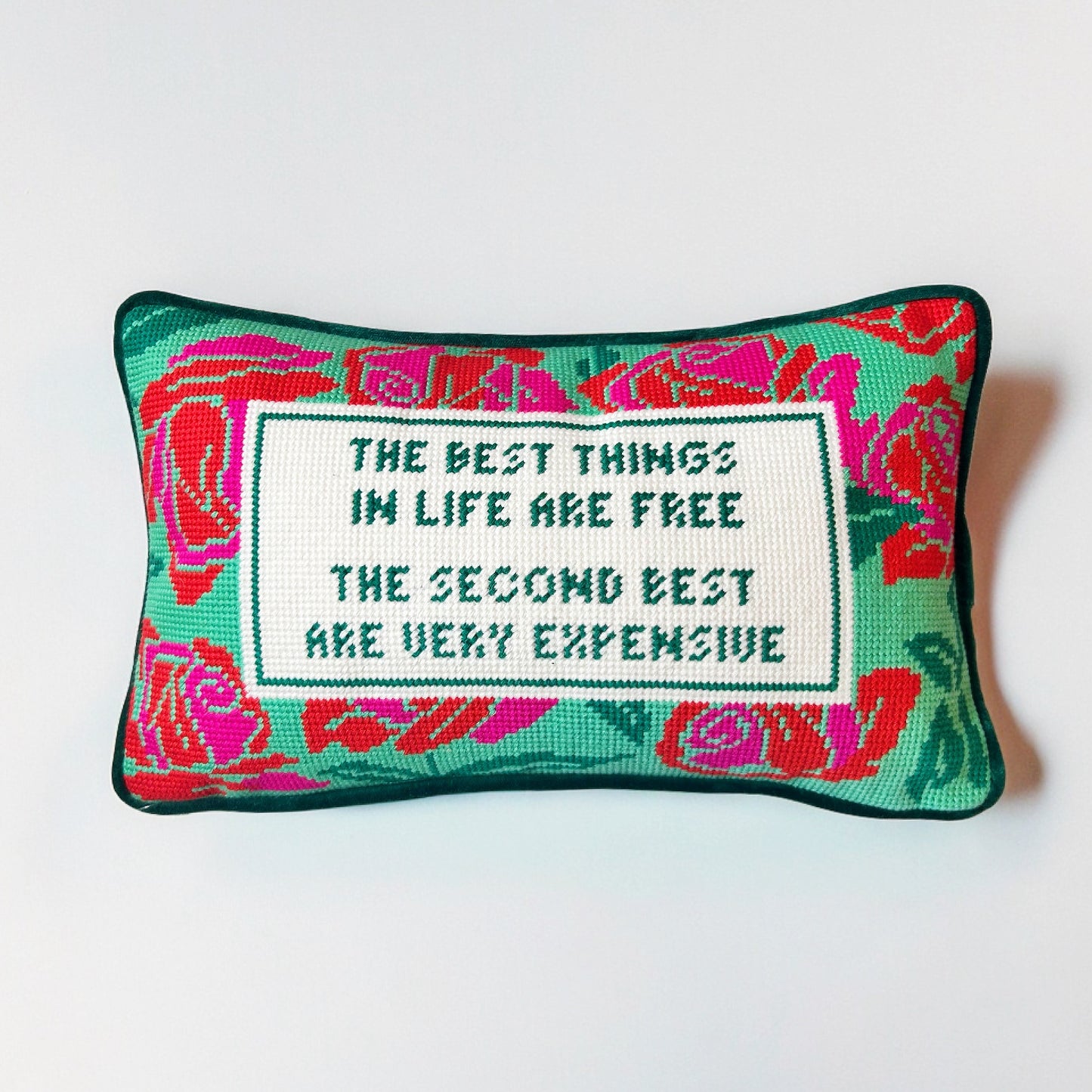 The Best Things in Life Needlepoint Pillow