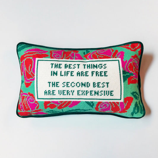 The Best Things in Life Needlepoint Pillow