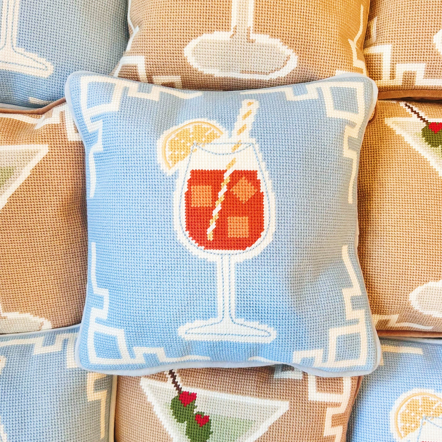 Aperol Spritz Hooked Pillow