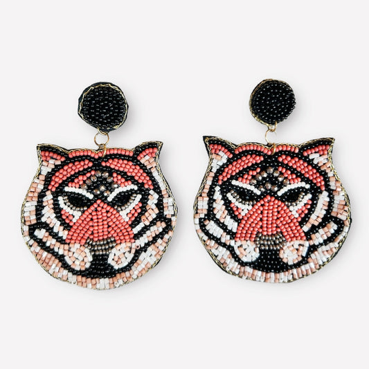 Tiger Beaded Earrings