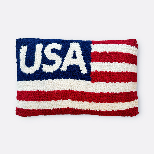 USA Flag Hooked Pillow