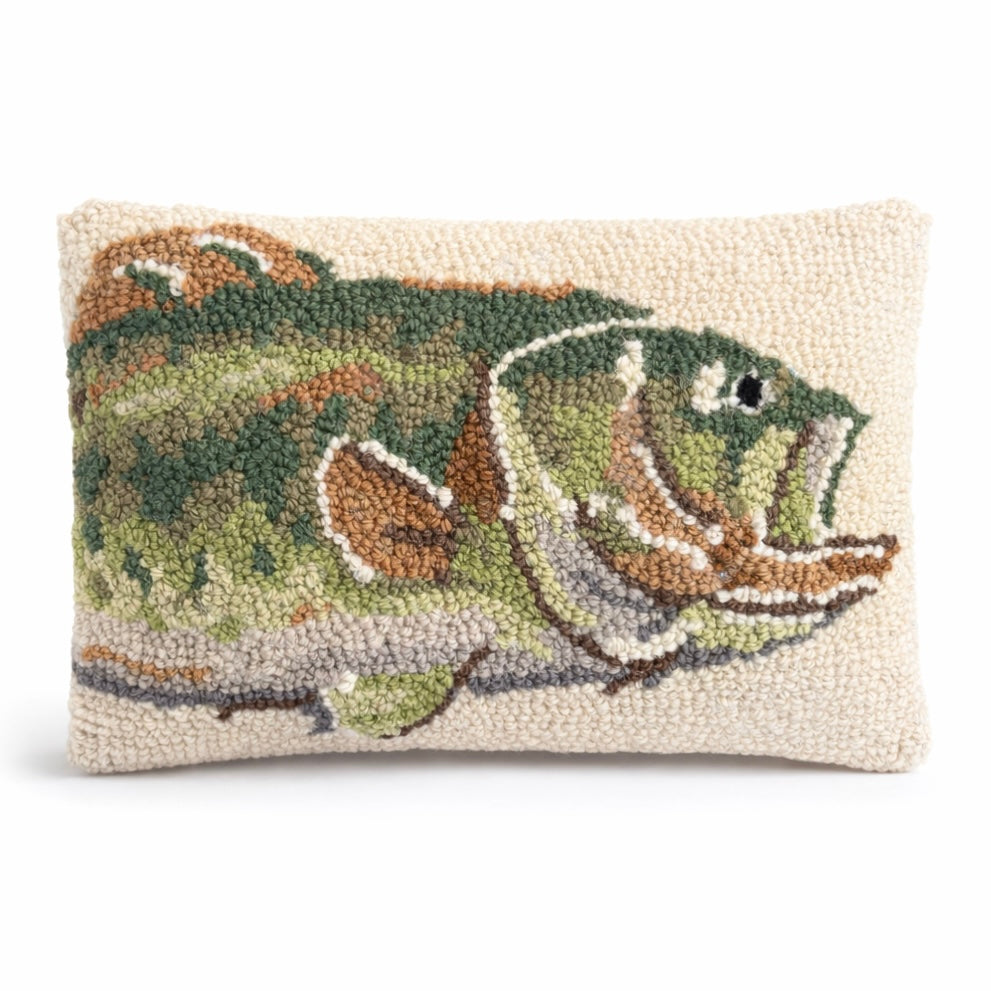 Bass Fish Hooked Pillow