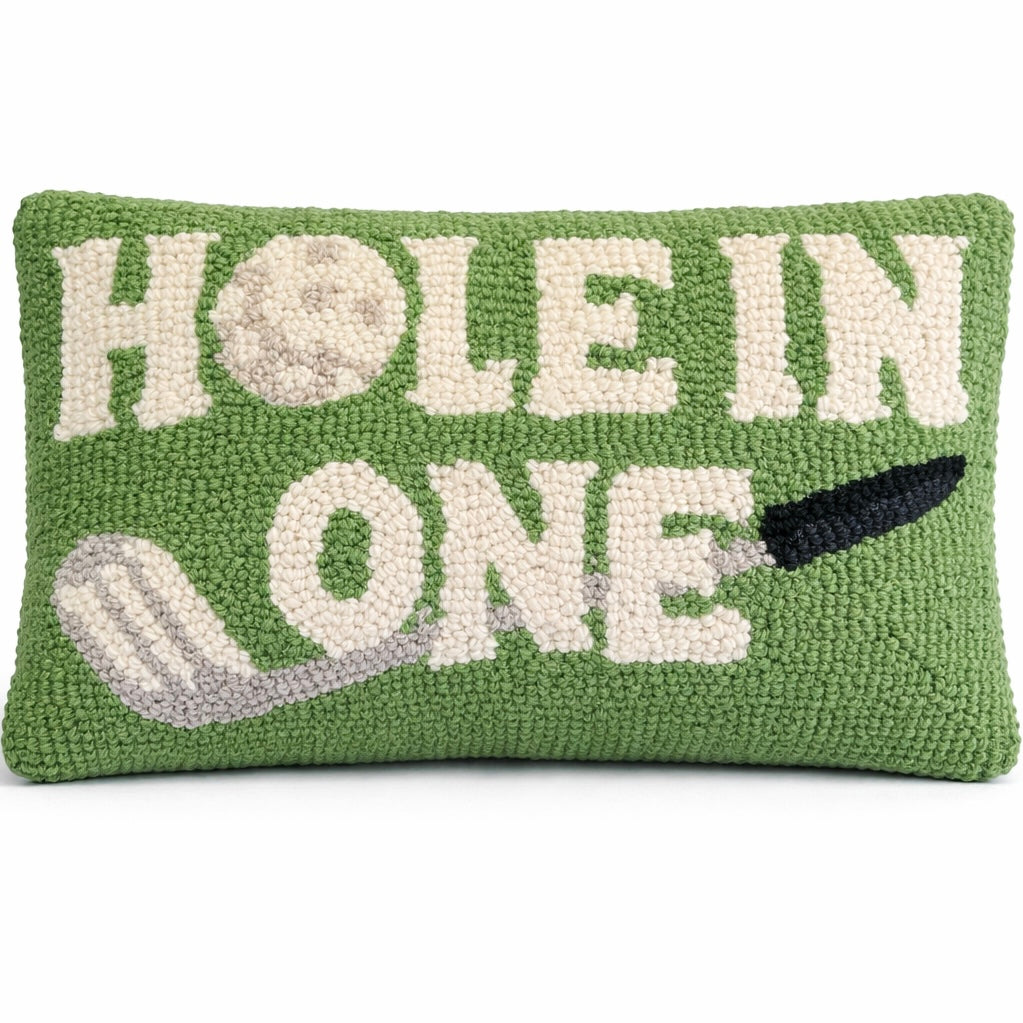 Hole in One Hooked Pillow