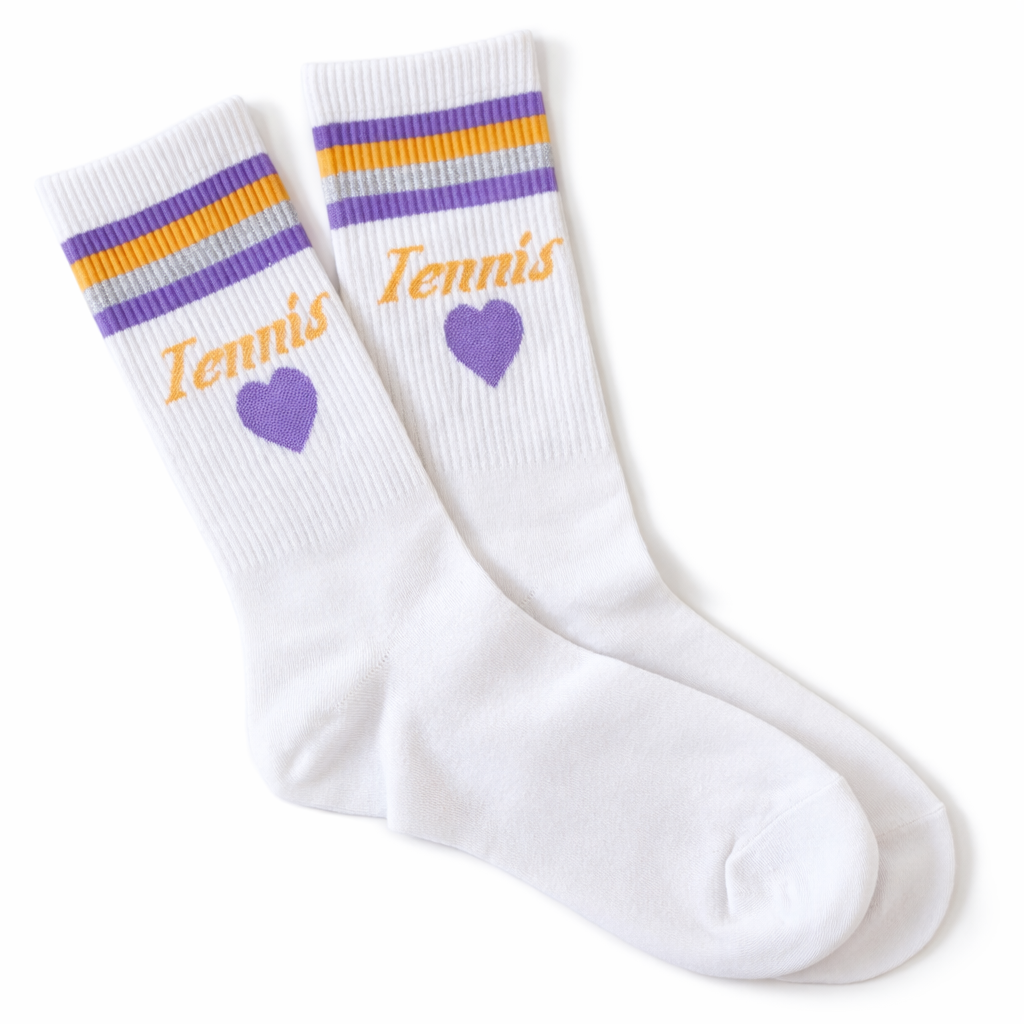 Tennis Heart Sparkly Socks