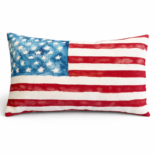 Watercolor USA Flag Pillow