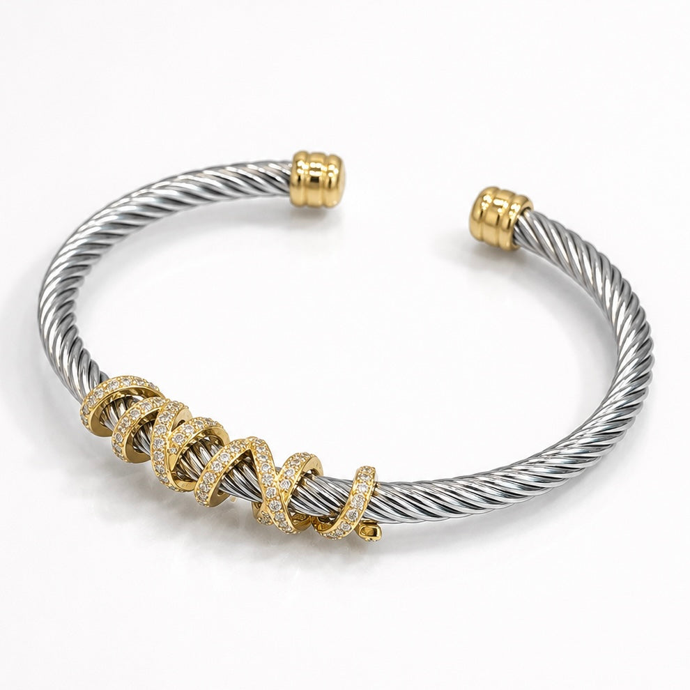 Serafina Spiral Pavé Cable Cuff Bracelet