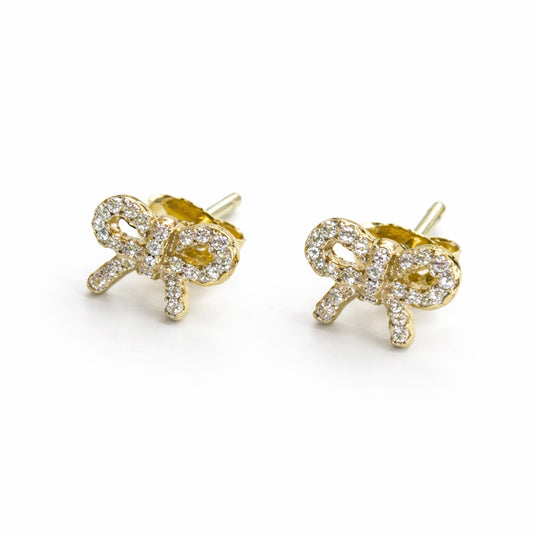 Micro Sparkly Bow Studs