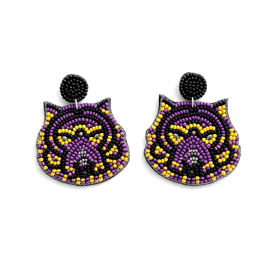 Small Beaded Tiger Earrings