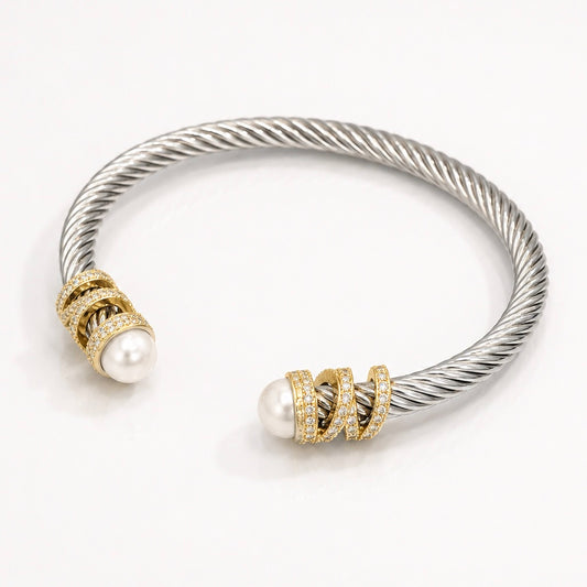 Isla Pearl Spiral Cable Cuff Bracelet