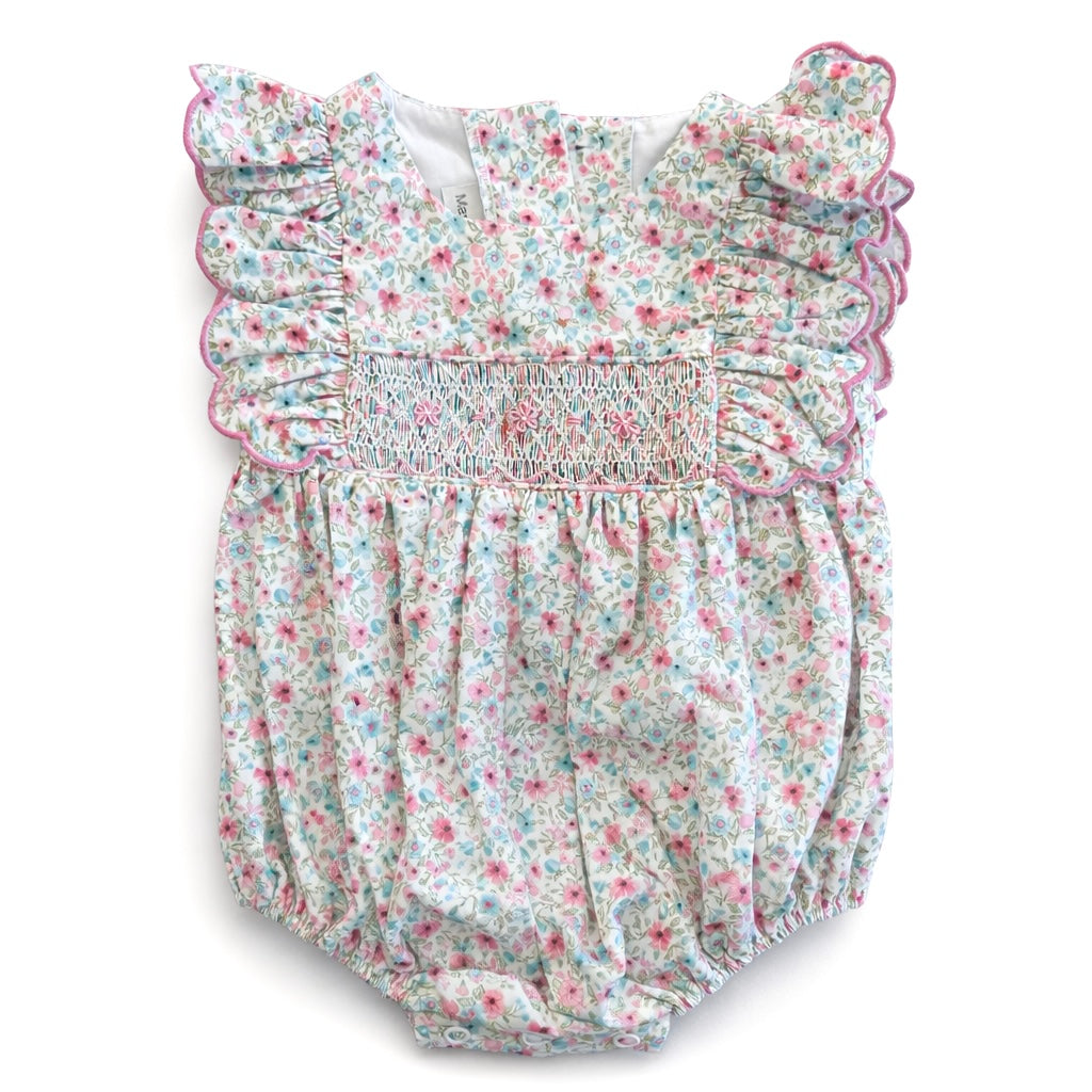 Blush Garden Smocked Bubble Romper