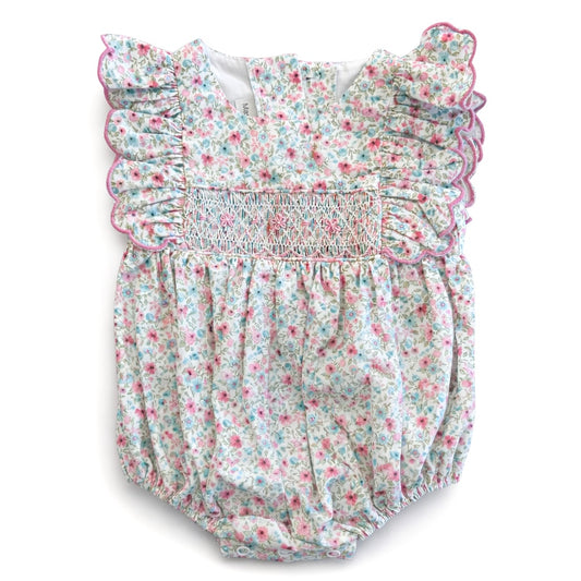 Blush Garden Smocked Bubble Romper