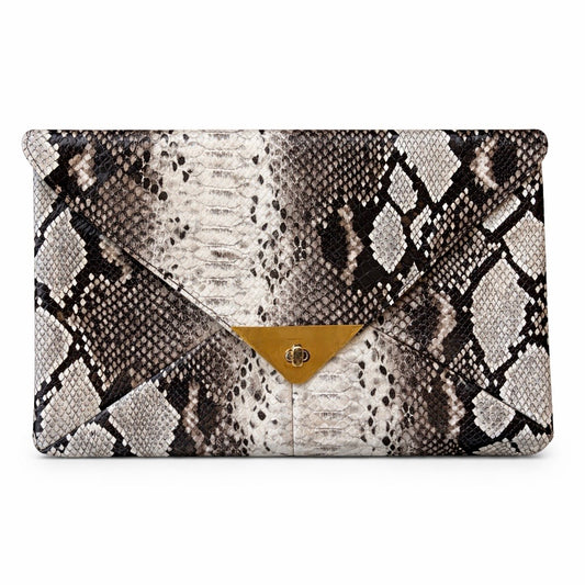 Faux Snakeskin Envelope Handbag