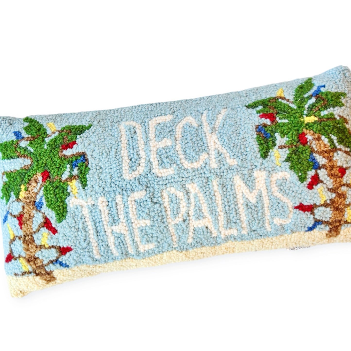 Deck The Palms Holiday Hooked Pillow