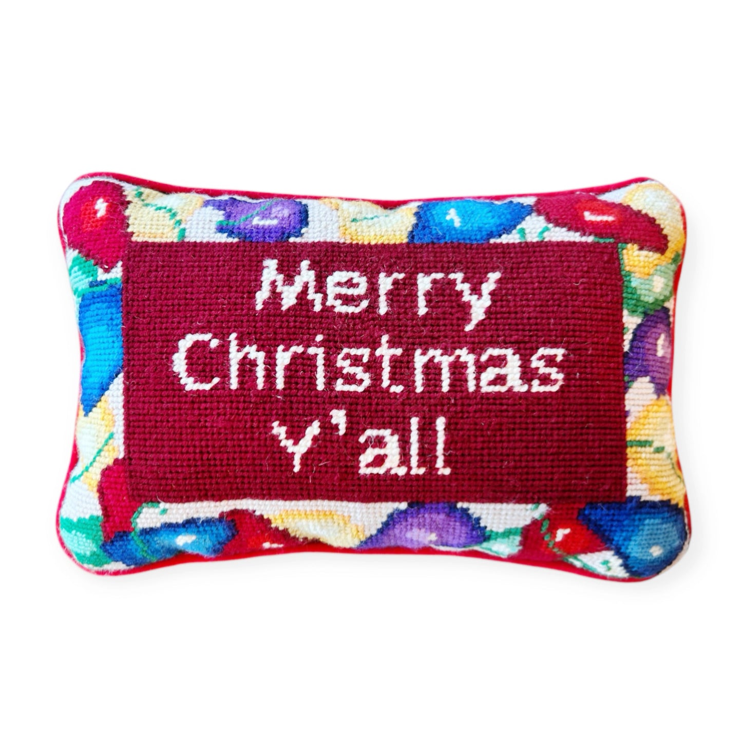 Merry Christmas Y'all Needlepoint Pillow