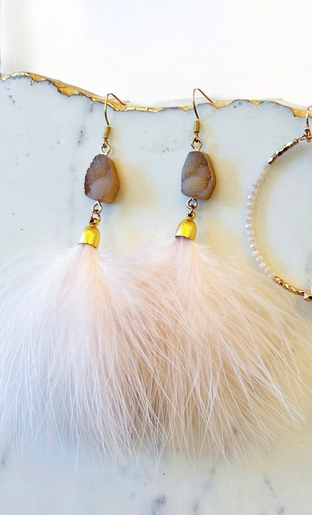 Pink Feather Earrings