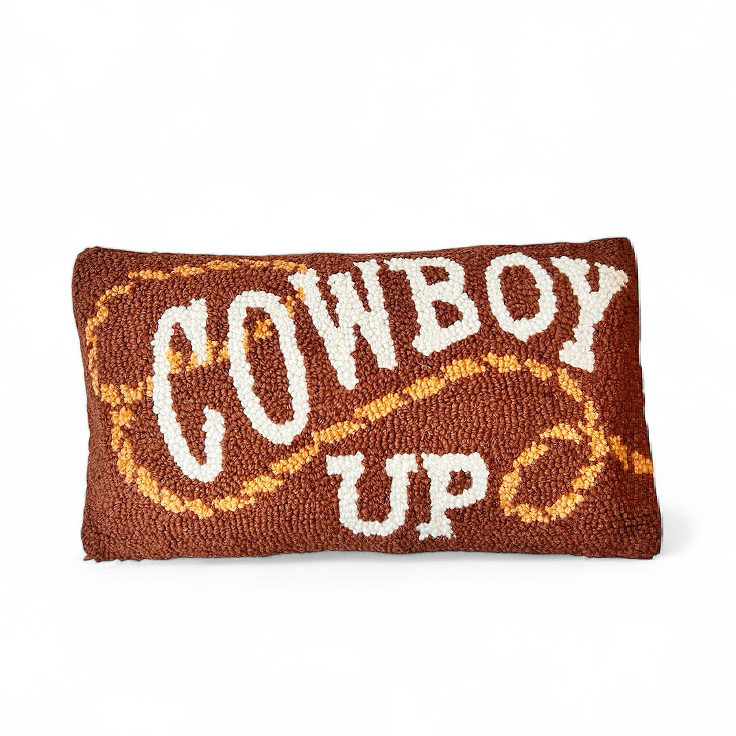 Cowboy Up Hooked Pillow