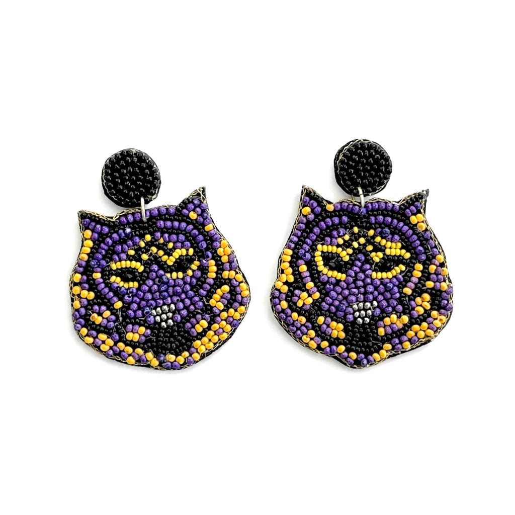 Small Beaded Tiger Earrings