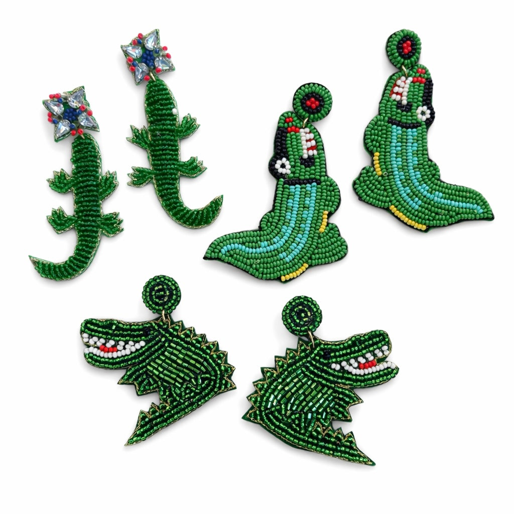 Beaded Alligator Earrings~SALE