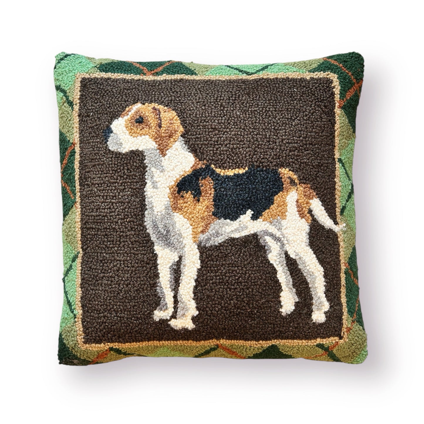 Foxhound Plaid Hooked Pillow