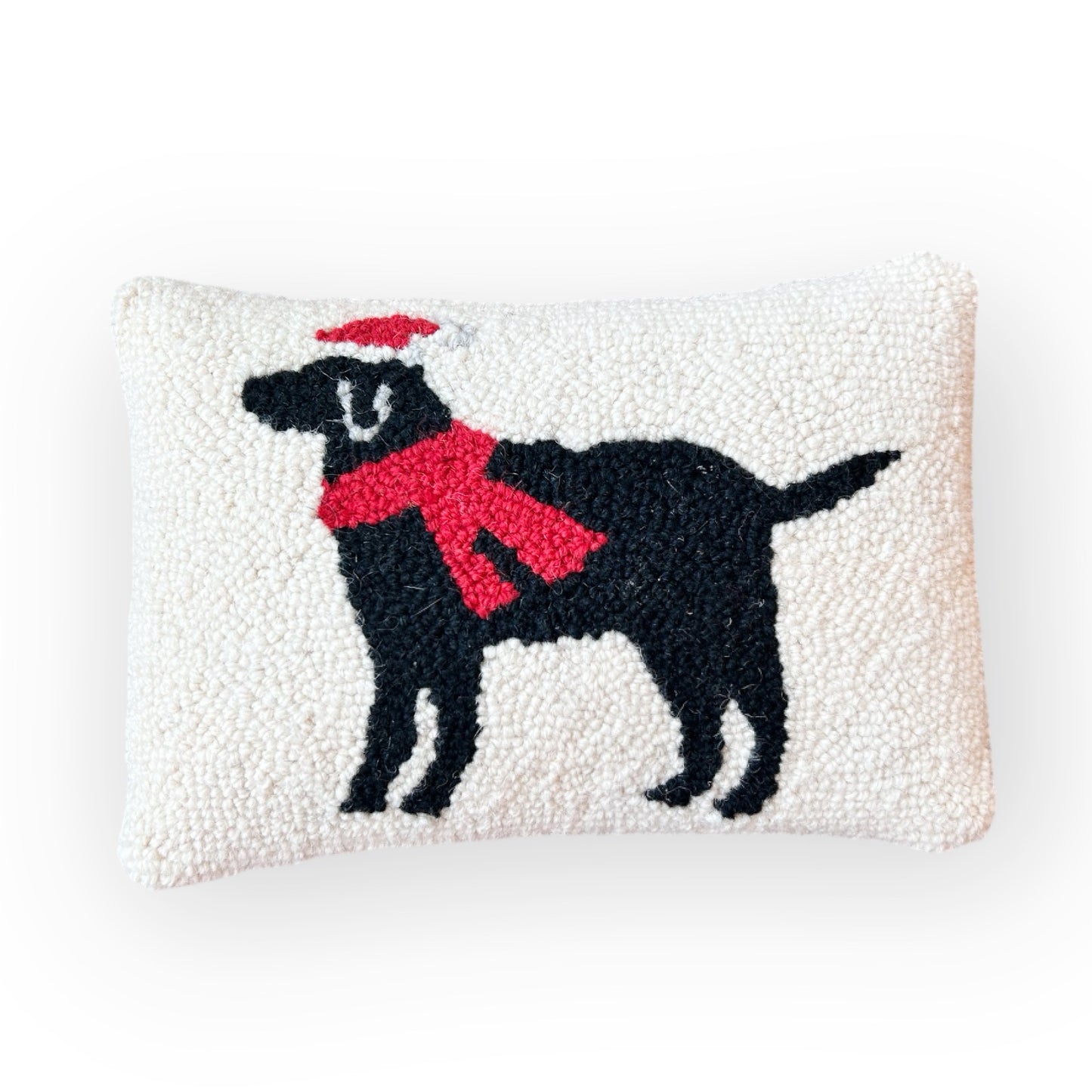 Christmas Labrador Hooked Pillow